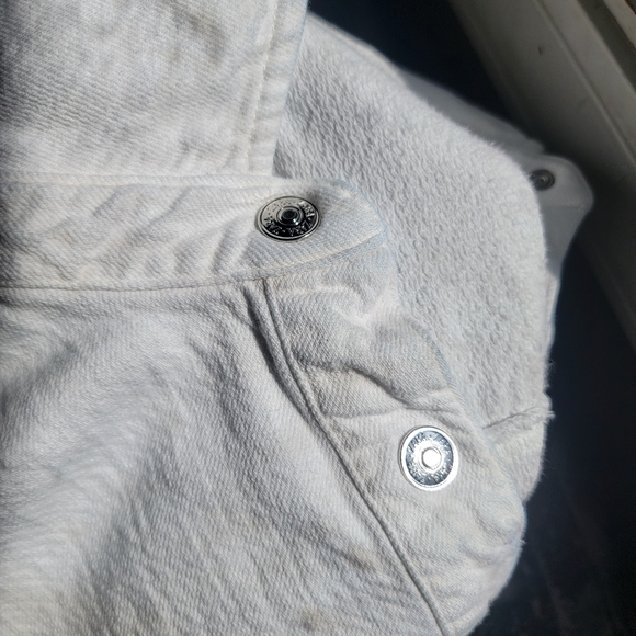 ZARA Oversized Distressed Relaxed Fit Denim Jacket Size Small Off-white‎ - Picture 14 of 15